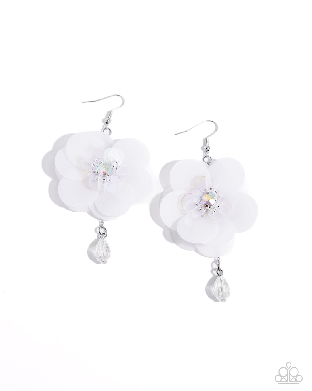 Paparazzi Oversized Opulence - White Earrings