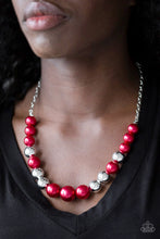 Load image into Gallery viewer, Take Note Red and Silver Necklace.
