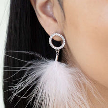Load image into Gallery viewer, BOA Down White Post Earrings.
