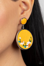 Load image into Gallery viewer, Paparazzi Embroidered Gardens - Yellow Earrings
