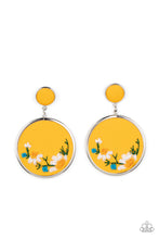 Load image into Gallery viewer, Paparazzi Embroidered Gardens - Yellow Earrings
