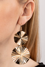 Load image into Gallery viewer, Paparazzi In Your Wildest FAN-tasy - Gold Earrings
