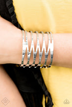 Load image into Gallery viewer, Keep Them on Edge Silver Bracelet.
